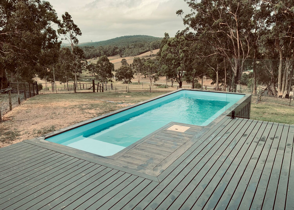 Shipping container pool on a rural property. Source: Shipping Container Pools